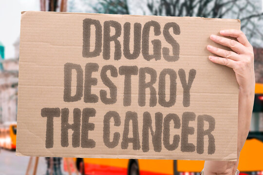 "Drugs Destroy The Cancer" Systemic chemotherapy agents travel through the bloodstream to target cancer cells wherever they exist in the body. CANCER. CHEMO. THERAPY. DRUG. DESTROY.