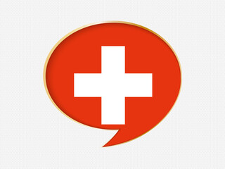 Obraz premium Switzerland in a Speech Bubble Design on Golden Frame.