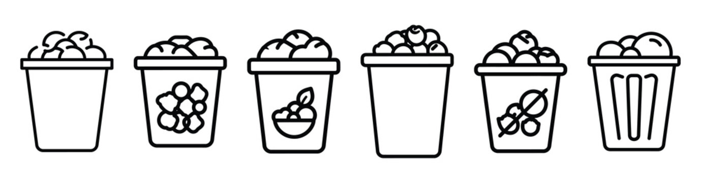 waste reduction icon set outline style. Business line art icon collection.