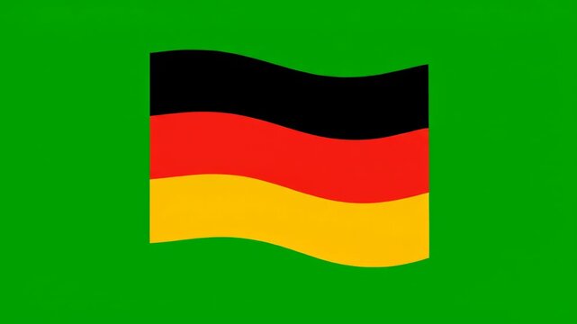 Germany Flag Animation Waving Against a Solid Vibrant Green Background