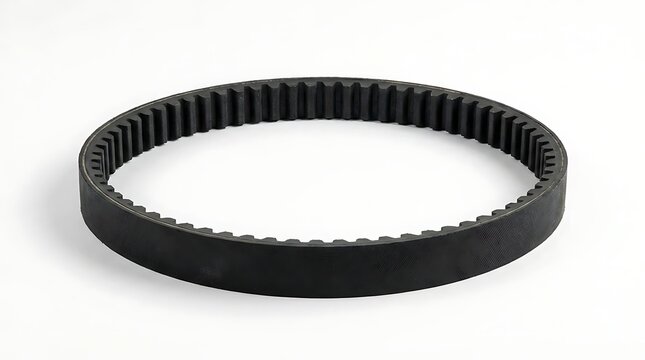 Industrial Components: Ring Timing Belt on White Background