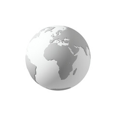 Obraz premium 3D globe icon isolated on transparent background, global communication, internet and world connection concept ideal for business, travel and digital networks.