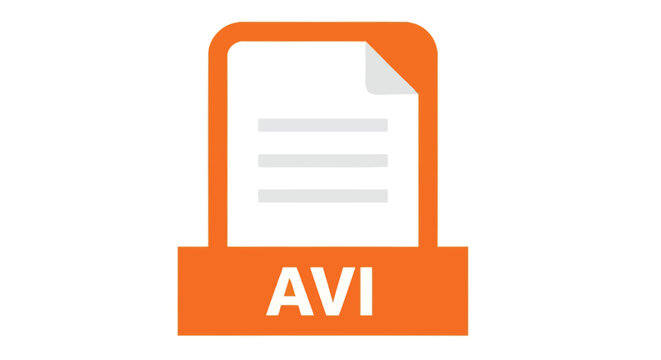 A simple orange icon depicting an avi file suggesting video content or a digital format