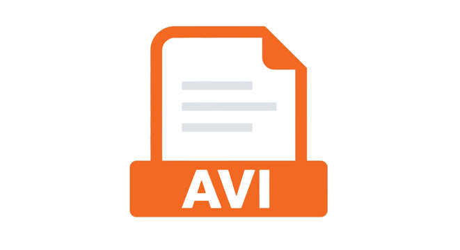 An orange icon depicting a document with lines of text over a solid base labeled avi