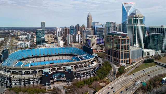 Bank of America Stadium Charlotte February 21 2026 aerial view