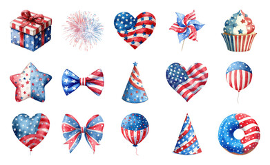 Fototapeta premium PNG Patriotic themed decorative elements, transparent background