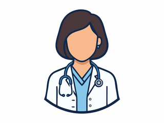 Fototapeta premium vector illustration of female doctor avatar on white background
