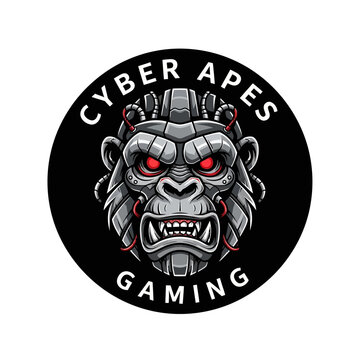 Cyber apes gaming logo with gorilla head.