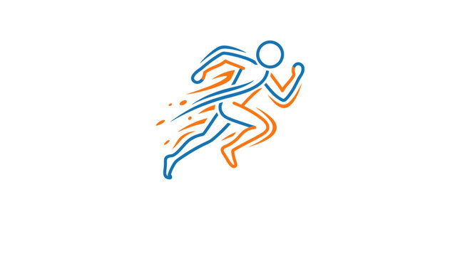 Abstract Runner Crossing Finish Line Logo