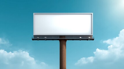 Fototapeta premium Empty Billboard Against a Bright Sky with Limited Cloud Coverage for Advertising and Marketing Concepts