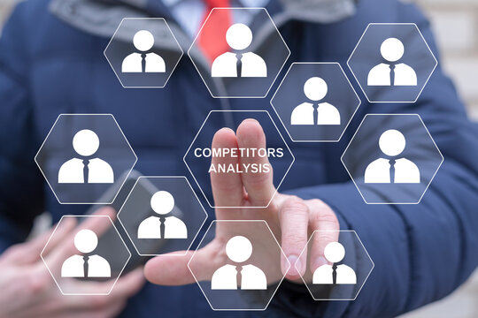 Concept for competitors and market analysis, consumers.