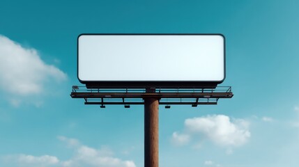 Obraz premium Blank Billboard Against Blue Sky with White Clouds Ideal for Advertising or Promotional Campaigns in Urban or Rural Settings