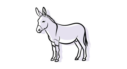Fototapeta premium A simple line drawing of a donkey standing against a white background.