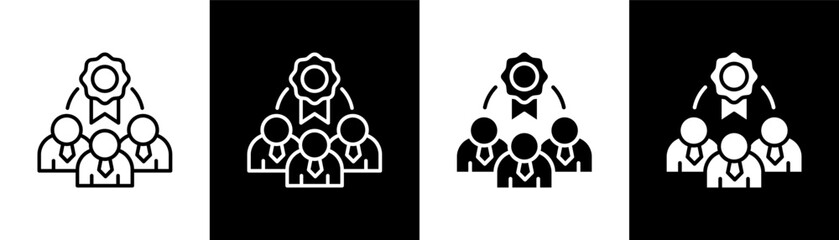 Fototapeta premium Team Reward Icon Of Line Black And White Style Vector Illustrationn