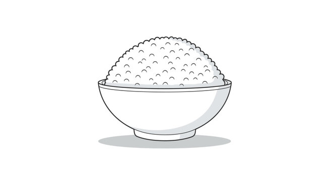 A bowl of white rice grains.