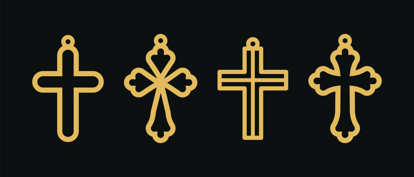 Vector designs with cross shapes for earrings, pendant or keychain. Jewelry laser cut template. Cnc cutting with metal, wood or leather. Hanging bijouterie stencil