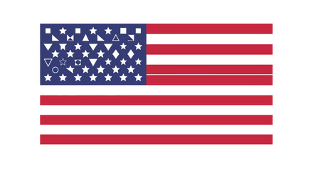 Fototapeta premium American flag with diverse geometric shapes replacing traditional stars.