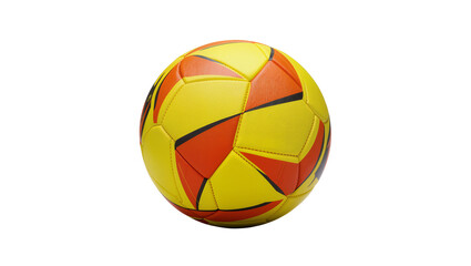 Obraz premium Isolated bright yellow and orange soccer ball, dynamic sports equipment for team games