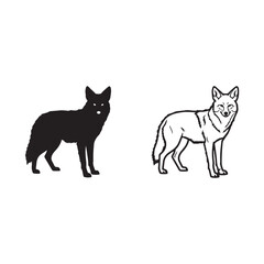 Obraz premium Black and white wolf illustrations side by side on white background