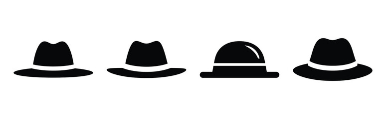 Fototapeta premium hat silhouette simple icon set, black color and white background