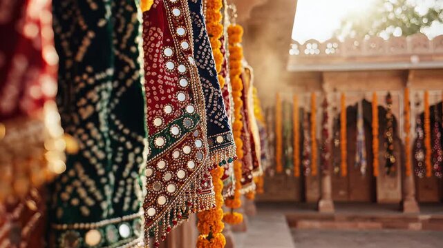 Maharana pratap traditional rajputana mirror work textiles in rajasthan temple