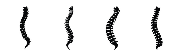 Naklejka premium spine silhouette simple icon set, black color and white background