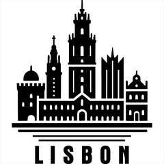 Obraz premium Lisbon Skyline Icon Vector
