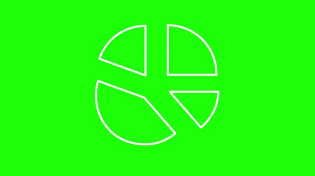 pie chart line animation, circle percentage concept, interconnected lines, green background, 4k video