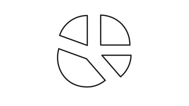 Circle slice animation, simple pie chart, part comparison concept, transparent background, 4k video