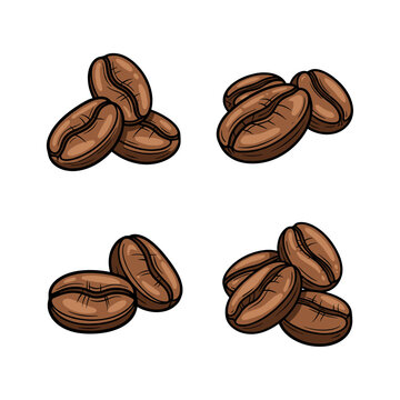 Close-up illustration of roasted coffee beans, perfect for beverage and cafe themes.