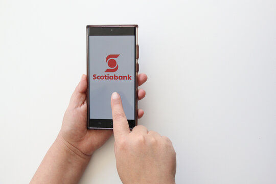 Mexico City, Mexico - Jan 28, 2025: Scotiabank web and mobile app is a Canadian financial institution that offers personal, commercial, and corporate banking services