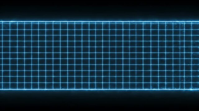 Glowing blue grid frame with electric effect on black background