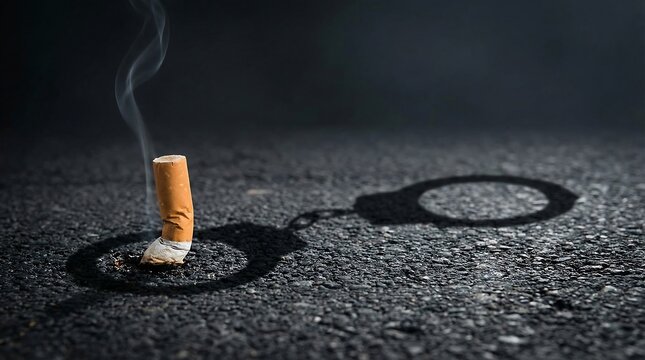 Anti Smoking Campaign: Cigarette Stub Casting Handcuff Shadow