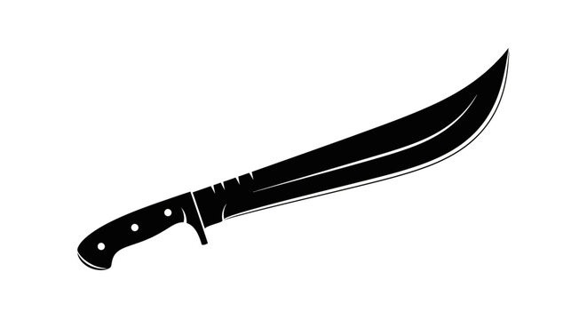 Black Machete Silhouette Isolated on White Background