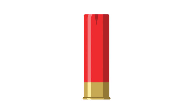 Red and gold shotgun shell, ammunition for hunting or sport shooting, isolated on white background