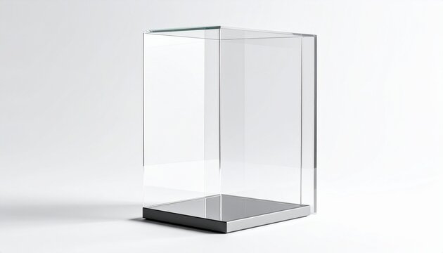 Transparent Acrylic Display Box Isolated Minimal Product Showcase Case