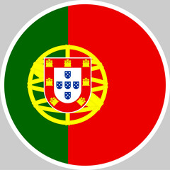 Obraz premium Portugal National Flag Vector Illustration in Circle Shape, High Quality Design