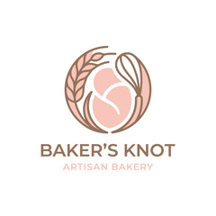 Fototapeta premium Bakers Knot Artisan Bakery Logo Design. EPS Editable. Vector Illustrations.