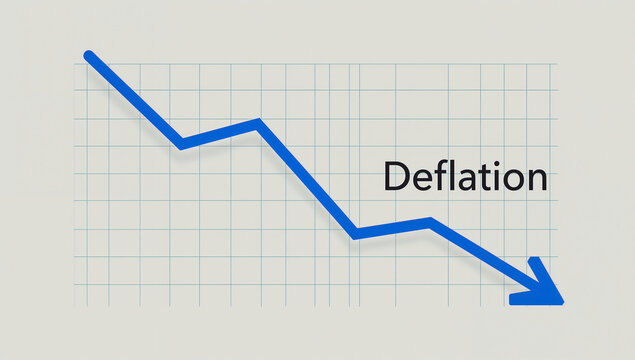 青い下降グラフでデフレ傾向を示した経済解説用のビジュアル