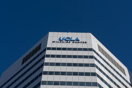 Los Angeles, CA, USA - July 6, 2022: UCLA Wilshire Center building in Los Angeles, CA, USA. The University of California, Los Angeles (UCLA) is a public land-grant research university.  