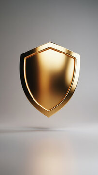 Floating gold shield on light gray background
