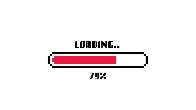 Pixel Art Loading Bar Animation with Percentage Retro 8 Bit Style