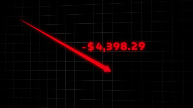 USD Financial Loss Animation Down Arrow Negative Value Market Crash Concept