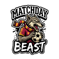 Fototapeta premium Wolf mascot playing soccer with 