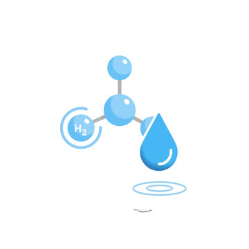 A blue chemical molecule icon representing water and hydrogen energy concepts