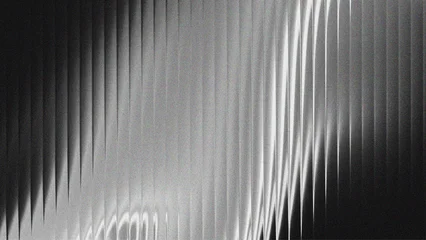 Fotobehang Kunst Ribbed glass background with abstract waves and glossy gradient textures in black and white, perfect for modern design, digital surfaces, decorative patterns, or minimal architectural theme  © soepratman