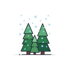 Fototapeta premium A simple illustration of evergreen trees during a light winter snowfall