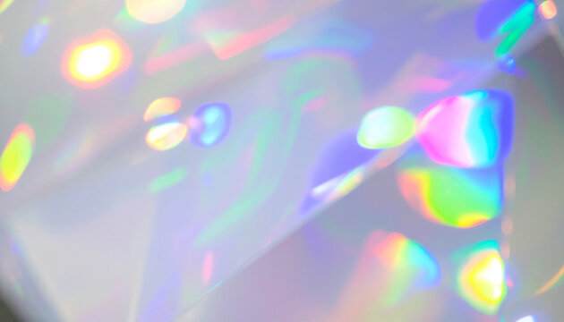 3D iridescent glass background, abstract futuristic space with holographic reflections