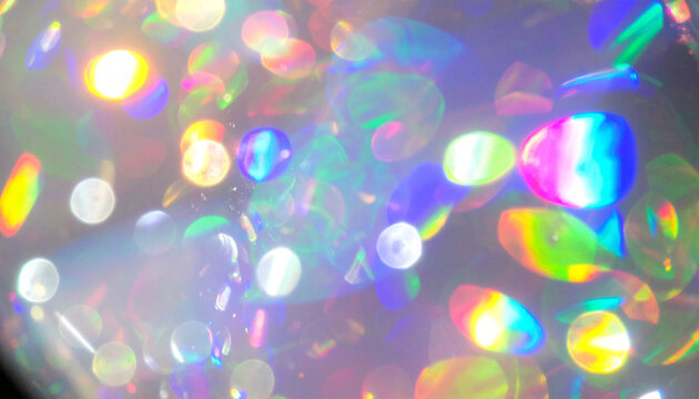 3D iridescent glass background, abstract futuristic space with holographic reflections