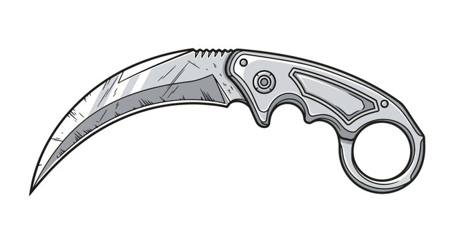 Curved Blade Knife with Finger Ring Handle